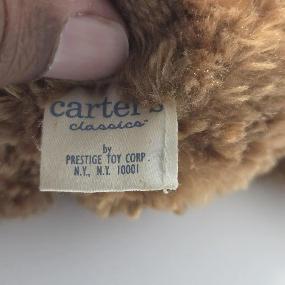Carter' Classics brown teddy bear yellow bow Plush Stuffed Animal